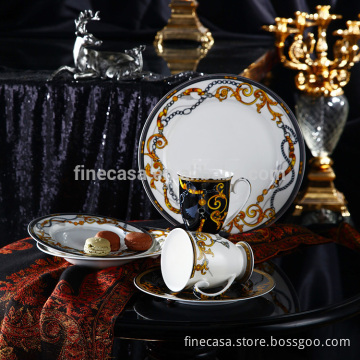 16 Pieces Luxury Fine Bone China Dinner Set of Knight